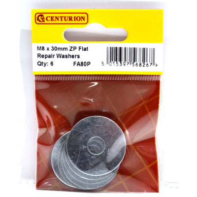 Centurion M8 x 30mm Zinc Flat Repair Washers Pack 6 FA80P