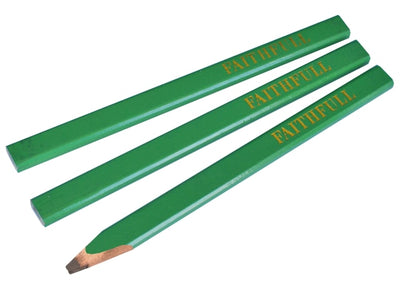 Faithfull Carpenter's Pencils Green Hard Pack 3