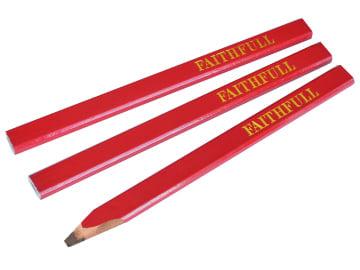 Faithfull Carpenter's Pencils Red Medium Pack 3 FAICPR