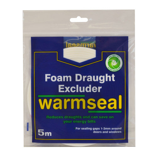 Warmseal PVC Foam Draught Excluder, White, 5m   Code: G70201