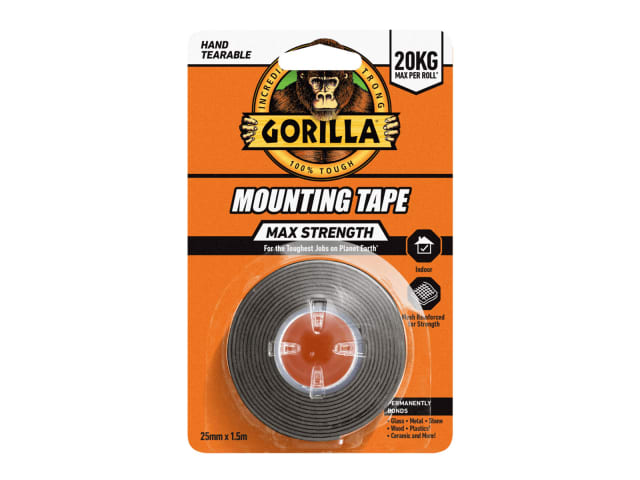 Gorilla Max Strength Mounting Tape Black 25mm x 1.5m