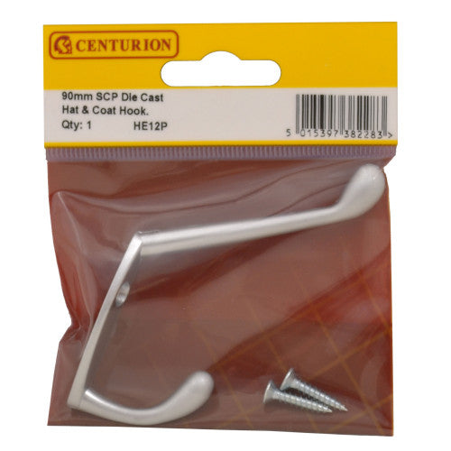 Centurion Hat & Coat Hook 105mm Satin Chrome HE12P