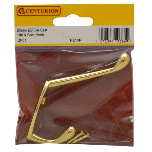 Centurion Hat & Coat Hook 105mm Brass HE13P