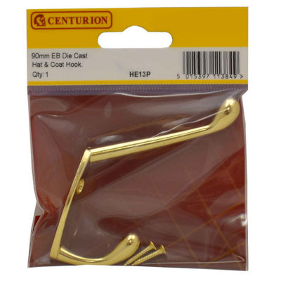 Centurion Hat & Coat Hook 105mm Brass HE13P