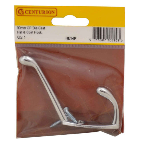 Centurion Chrome Die Cast Hat & Coat Hook 105mm HE14P