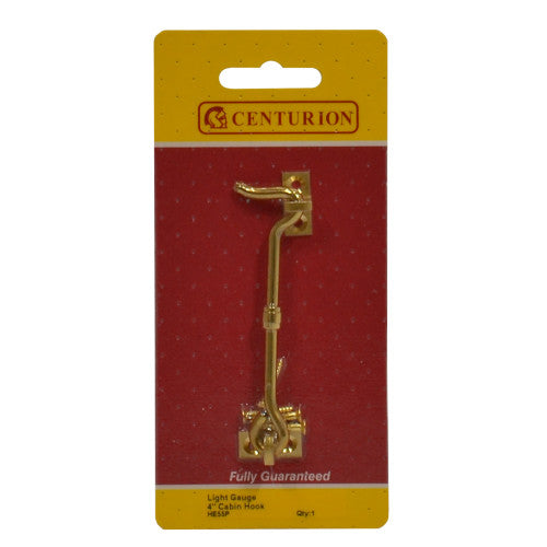 Centurion Light Gauge Cabin Hook Brass 100mm HE55P