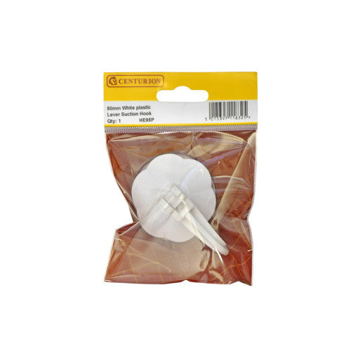 Centurion 50mm White Plastic Lever Suction Hooks HE95P