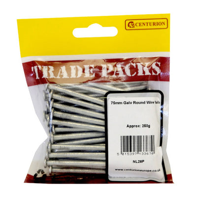 Centurion 75mm Galvanised Round Wire Nails 250g NL28P