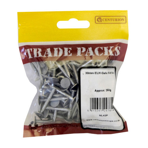 Centurion 30mm ELH Galvanised Felt Nails 250g NL42P