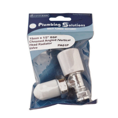 Centurion Radiator Valve 15mm x 1/2 BSP Chromed Angled PA01P