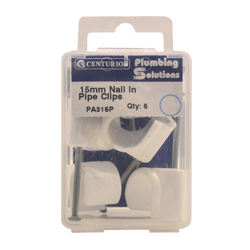 Centurion 15mm Plastic Nail In Pipe Clips Pack 5