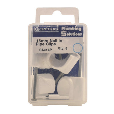 Centurion 15mm Plastic Nail In Pipe Clips Pack 5