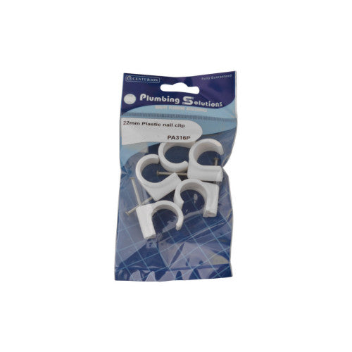 Centurion 22mm Plastic Nail In Pipe Clips Pack 5 PA316P