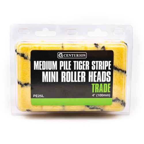 Centurion Mini Roller Heads 100mm 4" Medium Pile Tiger PE25L
