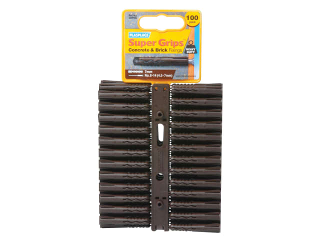 Plasplugs Supergrip Heavy-Duty Brown Fixings x 100 SBP503
