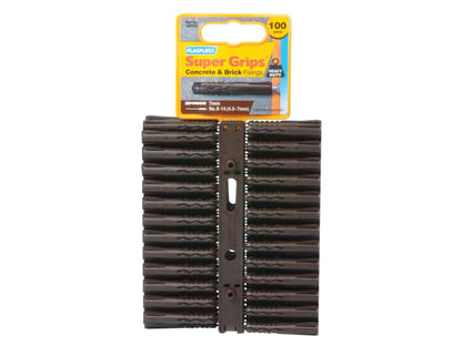 Plasplugs Supergrip Heavy-Duty Brown Fixings x 100 SBP503