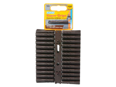 Plasplugs Supergrip Heavy-Duty Brown Fixings x 100 SBP503