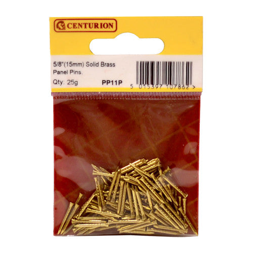 Centurion 15mm Solid Brass Panel Pins 25g PP11P