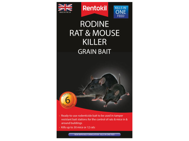 Rentokil Rodine Rat & Mouse Killer Grain x6 PSMR13B