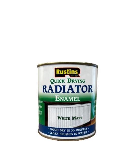 Rustins Quick Dry Radiator Paint White Matt 500ml