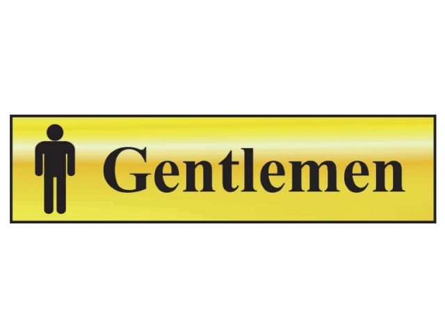 Gentlemen Door Sign Polished Brass Effect 200 x 50mm