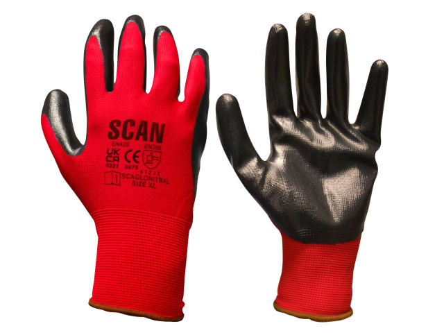 Scan Nitrile Coated Knitted Gloves Medium (Size 8)