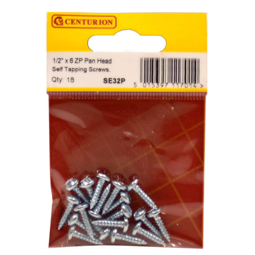 Centurion Pan Head Self Tapping Screws 1/2" x 6 Pack 18 SE32P