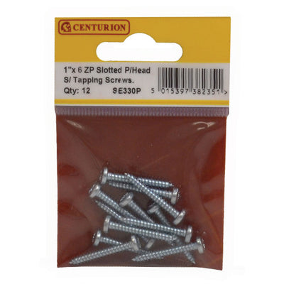 Centurion 1" x 6 Zinc Pan Head Self Tapping Screws Pack 12 SE330P