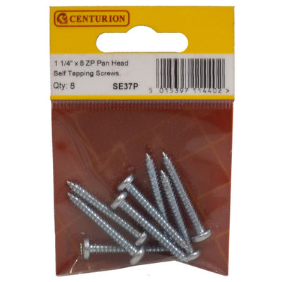 Centurion 1 1/4" x 8 ZP Pan Head Self Tapping Screws Pack 8