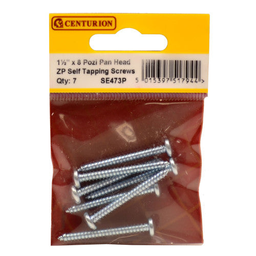 Centurion SE473P 1 1/2" x 8 Pozi Pan Head ZP Screws Pack 7