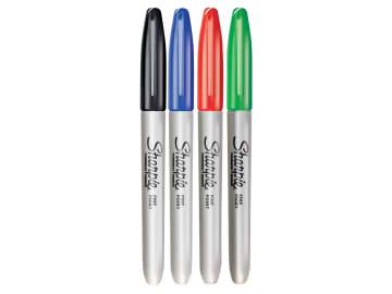 Fine Tip Permanent Marker Assorted (Pack 4)