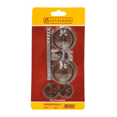 Centurion Brown Plastic Rim Mortice Knob Set 45mm SP111P