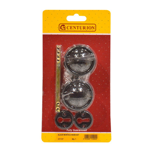 Black Plastic Rim Mortice Knob Set