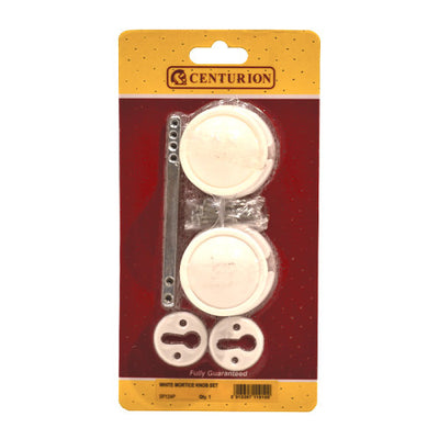 Centurion Plastic Rim Mortice Knob Set White 45mm SP124P