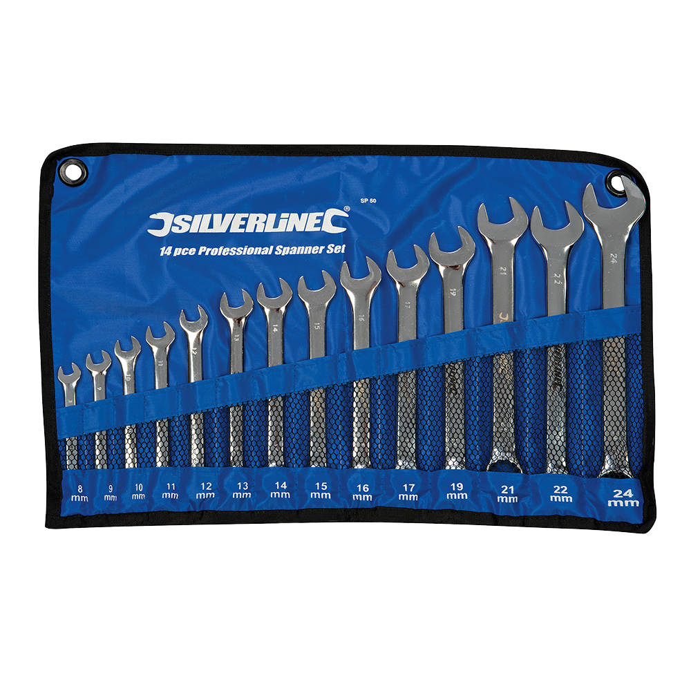 Silverline Combination Spanner Set 14pce 8-24mm