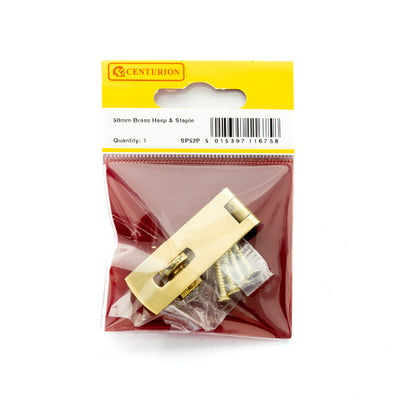 Centurion Hasp & Staple Polished Brass 50mm SP52P