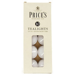 Price's White Tealights 4.5 Hour Burn Time Pack 10