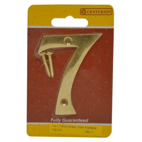 Centurion 75mm Victorian No. 7 Door Number Brass VB77P