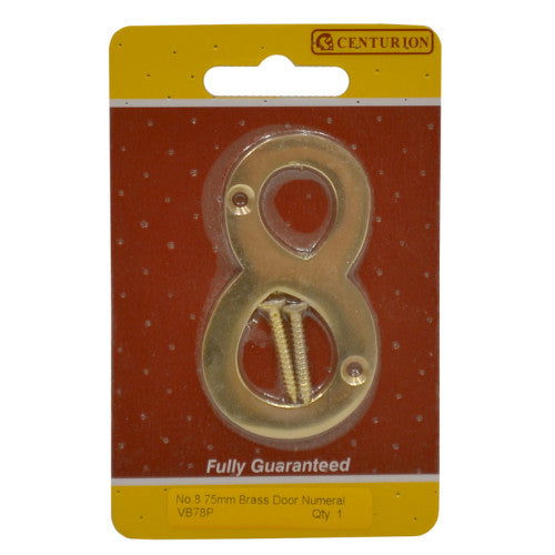 Centurion 75mm 3" PB Victorian No 8 Door Number VB78P