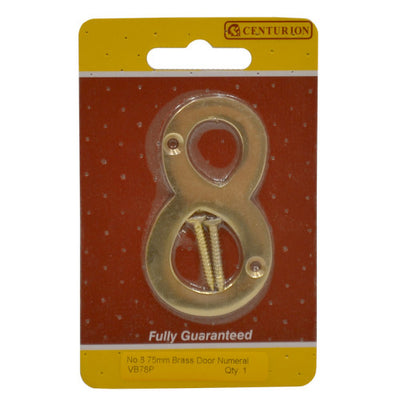Centurion 75mm 3" PB Victorian No 8 Door Number VB78P