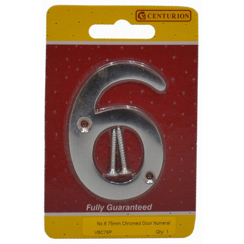 Centurion 75mm Victorian No.6 Chromed Door Number VBC76P