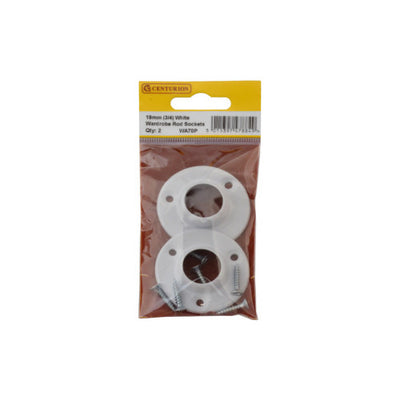 Centurion Wardrobe Rod Sockets 19mm 3/4" White Pack 2 WA70P