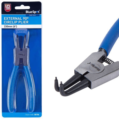 Blue Spot Tools Circlip Pliers External 150mm 90° Bent Tip