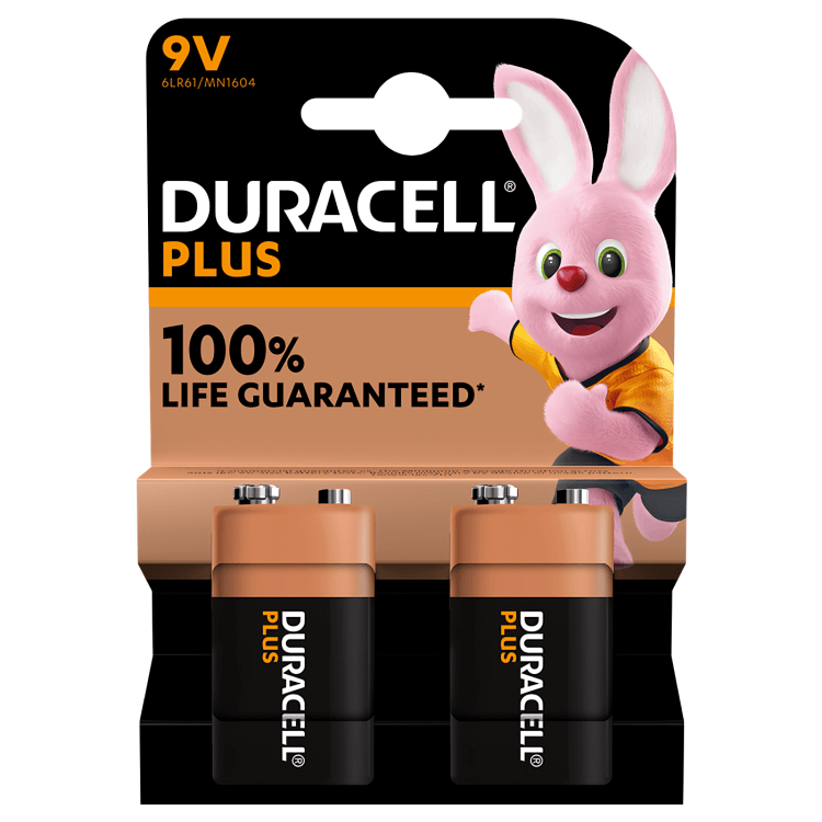 Duracell Plus Power 9V Batteries x 2 S18718