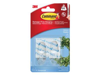 3M Command Hooks + Strips Medium Clear 17091-CLR